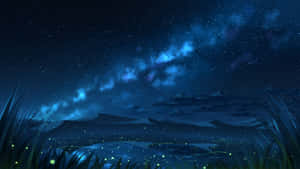 Blue Anime Starry Night Sky Wallpaper