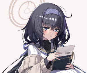 Blue Archive Kozeki Ui Reading Wallpaper