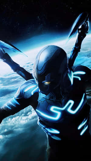 Blue Armored Superhero Sky Dive Wallpaper