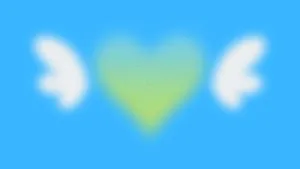 Blue Aura Heart Wings Wallpaper