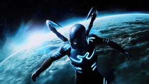 Blue Aura Space Warrior Wallpaper