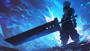 Blue Aura Warrior Wallpaper