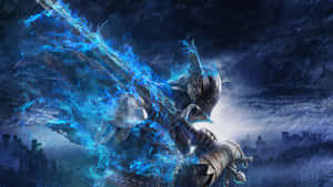 Blue Aura Warrior Power Wallpaper