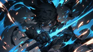 Blue Aura Warrior Power Wallpaper