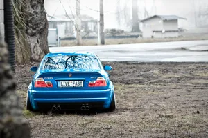 Blue B M W E46 M3 Rear View Dinan License Plate Wallpaper