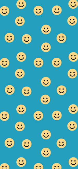 Blue Background Smiley Faces Pattern Wallpaper