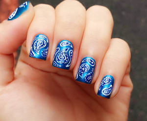 Blue Bandana Nail Polish Design Wallpaper