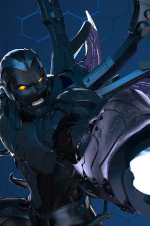 Blue Beetle Armored Hero Wallpaper