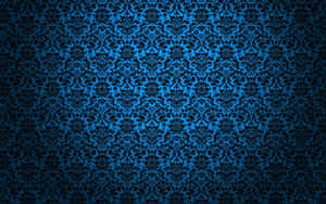 Blue Black Damask Pattern Background Wallpaper