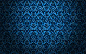 Blue Black Damask Pattern Background Wallpaper