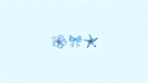 Blue Bow And Sea Icons Wallpaper
