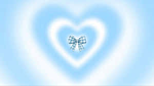 Blue Bow Heart Design Wallpaper