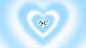 Blue Bow Heart Design Wallpaper