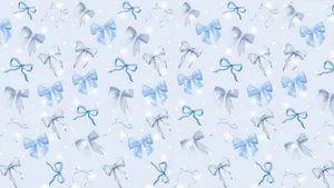Blue Bow Pattern Wallpaper
