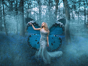 Blue Butterfly Personification Wallpaper