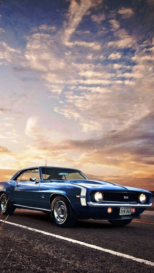 Blue Chevrolet Camaro Car Iphone Wallpaper