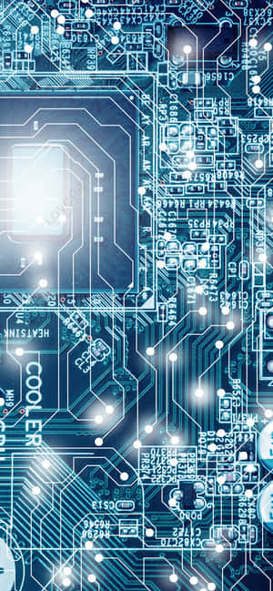 Blue Circuit Board Pattern Wallpaper