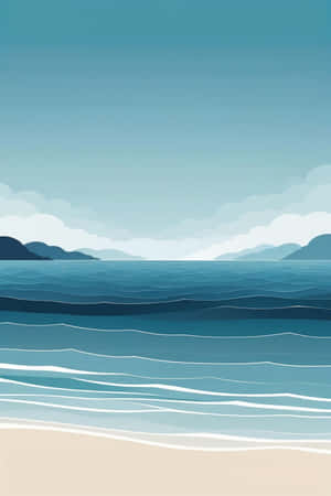 Blue Coastal Serenity Artwork Wallpaper