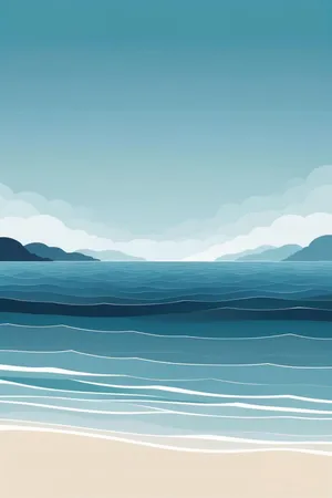 Blue Coastal Serenity Artwork Wallpaper