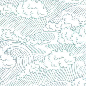 Blue Coastal Waves Sketch Wallpaper