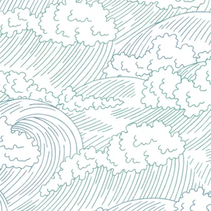 Blue Coastal Waves Sketch Wallpaper