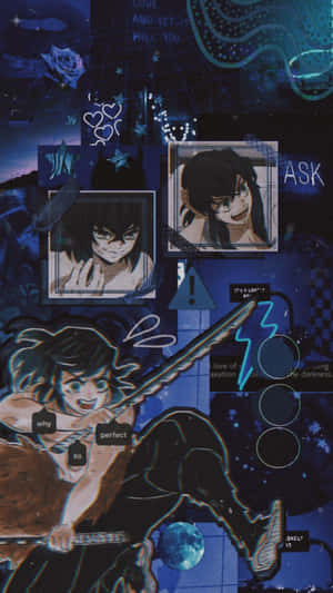 Blue Collage Inosuke Pfp Wallpaper