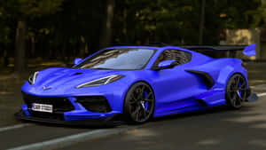 Blue Corvette C8 Custom Bodykit Wallpaper