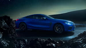 Blue Coupe Nighttime Starry Sky Wallpaper