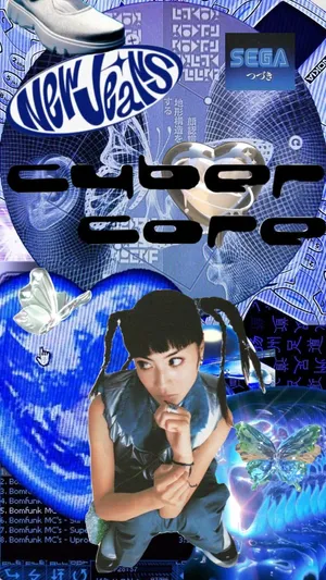 Blue Cybercore Aesthetic Collage.jpg Wallpaper