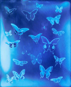 Blue Cybercore Butterfly Aesthetic Wallpaper