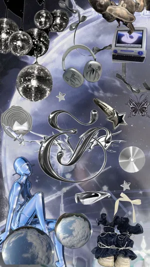 Blue Cybercore Collage Y2 K Aesthetic.jpg Wallpaper