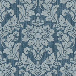 Blue Damask Pattern Texture Wallpaper