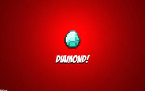 Blue Diamond On Red Backdrop Cool Minecraft Wallpaper