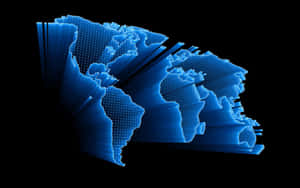 Blue Digital World Map3 D Wallpaper