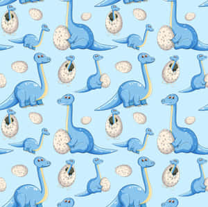 Blue Dinosaur Pattern Background Wallpaper