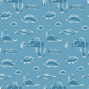 Blue Dinosaur Pattern Background Wallpaper