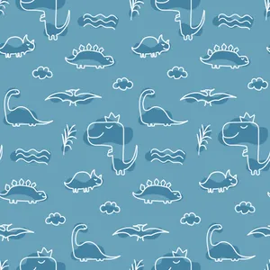Blue Dinosaur Pattern Background Wallpaper