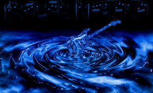 Blue Electric Guitar Water Ripple Effect Wallpaper