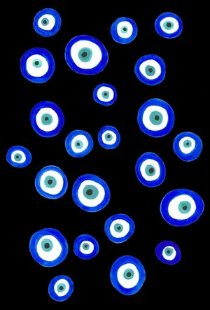Blue Evil Eye Amuletson Black Wallpaper