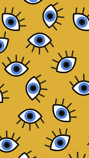 Blue Evil Eye On Yellow Iphone Wallpaper