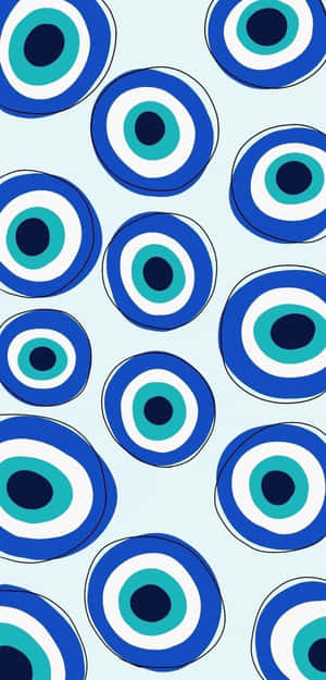 Blue Evil Eye Pattern Background Wallpaper