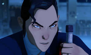 Blue Eyed Samurai Holding Sword Hilt Wallpaper