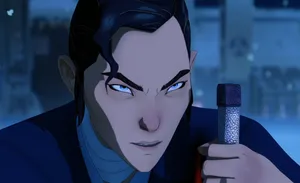 Blue Eyed Samurai Holding Sword Hilt Wallpaper