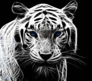 Blue Eyed White Tiger Artwork Wallpaper
