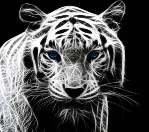 Blue Eyed White Tiger Artwork Wallpaper