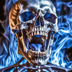 Blue_ Fire_ Skull_ Artwork Wallpaper