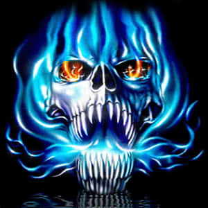 Blue_ Fire_ Skull_ Artwork Wallpaper