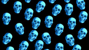 Blue_ Fire_ Skull_ Pattern Wallpaper