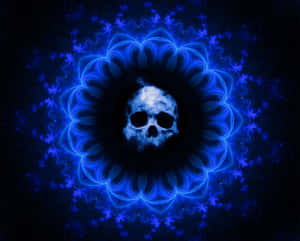 Blue Flame Skull Artwork Wallpaper