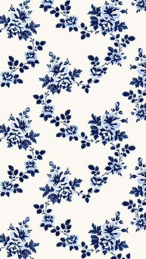 Blue Floral Pattern Background Wallpaper
